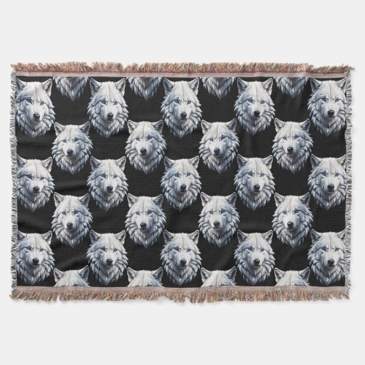 White Wolf Head Pattern Design Deken (Voorkant)