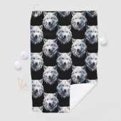 White Wolf Head Pattern Design Golfhanddoek (Insitu)