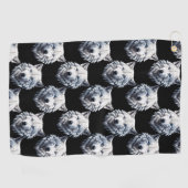 White Wolf Head Pattern Design Golfhanddoek (Horizontaal)