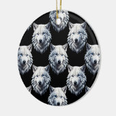 White Wolf Head Pattern Design Keramisch Ornament (Links)