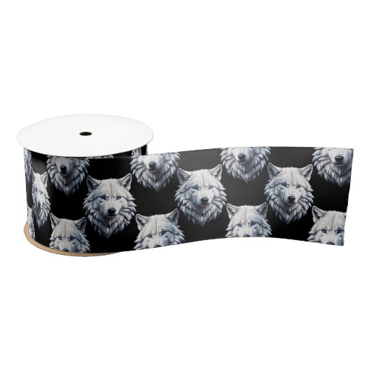 White Wolf Head Pattern Design Lint (Spoel)