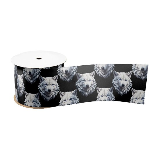 White Wolf Head Pattern Design Lint