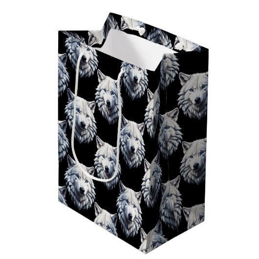 White Wolf Head Pattern Design Medium Cadeauzakje
