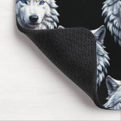 White Wolf Head Pattern Design Muismat (Hoek)