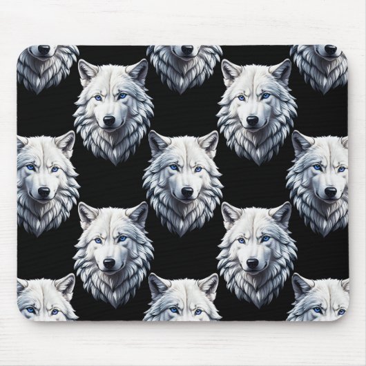 White Wolf Head Pattern Design Muismat (Voorkant)