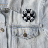 White Wolf Head Pattern Design Ronde Button 5,7 Cm (In situ)