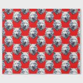 White Wolf Head Pattern Design - Rood Cadeaupapier (Vlak)