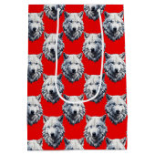 White Wolf Head Pattern Design - Rood Medium Cadeauzakje (Achterkant)