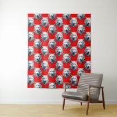 White Wolf Head Pattern Design - Rood Wandkleed (In situ)