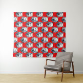 White Wolf Head Pattern Design - Rood Wandkleed (In Situ (horizontaal))