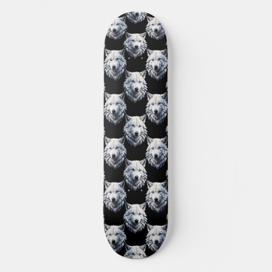 White Wolf Head Pattern Design Skateboard (Voorkant)