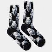 White Wolf Head Pattern Design Sokken (Rechts)