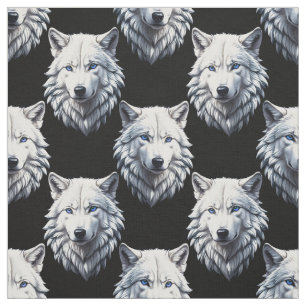 White Wolf Head Pattern Design Stof