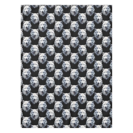 White Wolf Head Pattern Design Tafelkleed (Voorkant)
