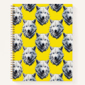 White Wolf Head Pattern Design Yellow  Notitieboek (Voorkant)