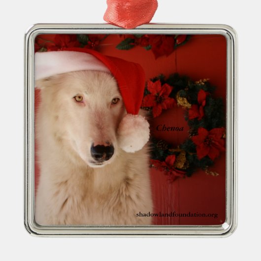 White Wolf kerstversier Metalen Ornament (Voorkant)