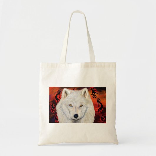 White Wolf Kokopelli Tote Bag (Voorkant)