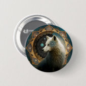 White Wolf Mandala Ronde Button 5,7 Cm (Voorkant /achterkant)