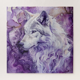 White Wolf on Purple Abstract Legpuzzel