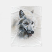 White Wolf Portrait Fleece Deken (Voorkant)