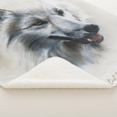 White Wolf Portrait Sherpa Deken (3/4)
