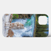 White Wolf & Rocky Mountain Waterfall Wildlife Art Case-Mate iPhone Case (Achterkant (horizontaal))
