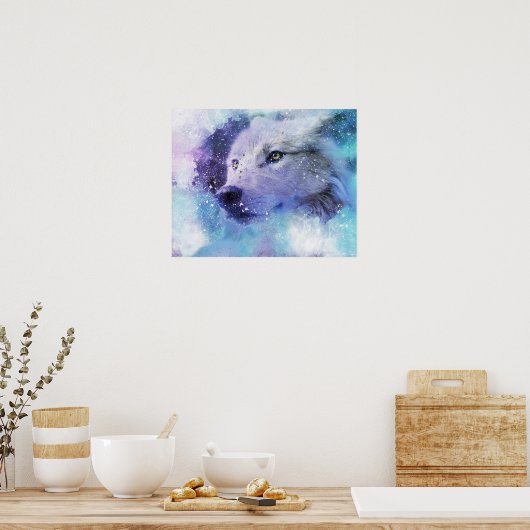 White Wolf Spirit Animal Arctic Blizzard Art Print (Keuken)