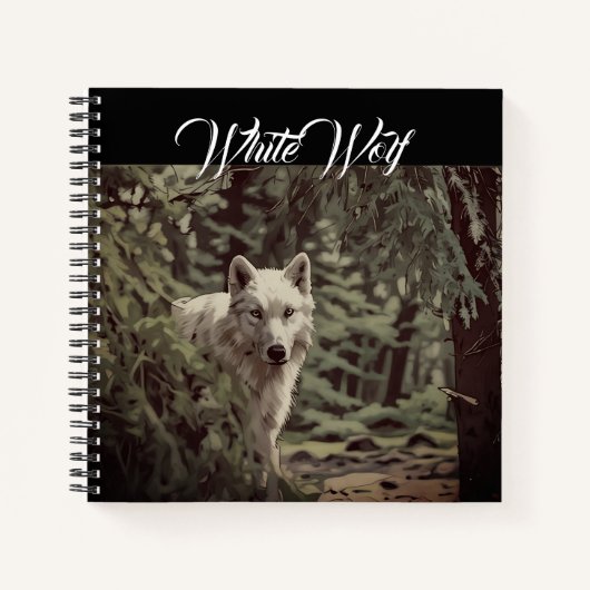 White Wolf Spirit Animal Personal Black Journal (Devant)