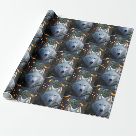 White Wolf Wrapping Paper Cadeaupapier (Uitgerold)