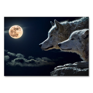 White Wolves Howling bij de Full Moon Table Kaart