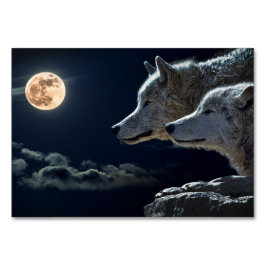 White Wolves Howling bij de Full Moon Table Kaart