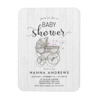 White Wood & Carriage Meisje Baby shower Uitnodigi