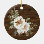White Wood Floral Remoe Kerstmis Keramisch Ornament (Achterkant)