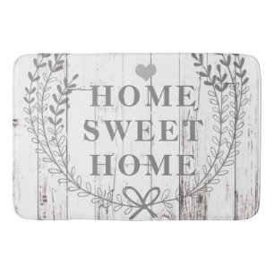 White Wood Rustic Farmhouse Home Sweet Home Badmat