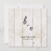 White Wood Save the Date Minimalistische Initialen (Voorkant)