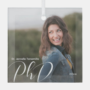 White Words Photo PhD Afstuderen Glas Ornament
