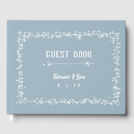 White Wreated Border Guest Book Gastenboek