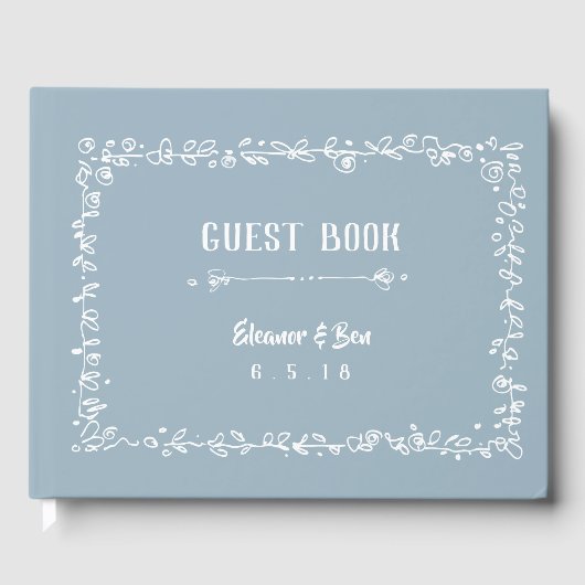 White Wreated Border Guest Book Gastenboek (Voorkant)