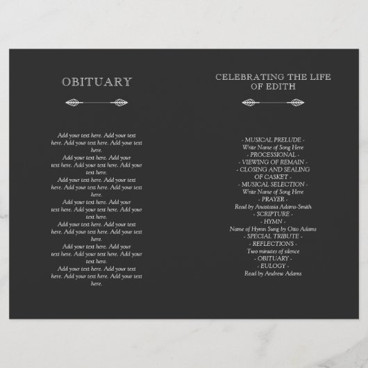 White Wreath Celebration of Life Funeral Programme (Achterkant)