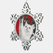 White XMAS Cat Tin Sneeuwvlok Ornament (Rechts)