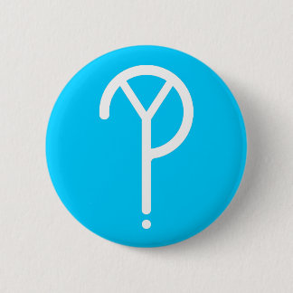 White Y? Symbool- op blauw Ronde Button 5,7 Cm