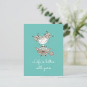 White Yarn Lover Girl Briefkaart (Staand voorkant)