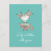 White Yarn Lover Girl Briefkaart (Voorkant)