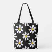 White Yellow Black Daisy Pattern Draagtas (Achterkant)