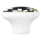 White Yellow Black Daisy Pattern Keramische Knop (Zijkant)