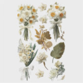 White Yellow Daffodils Spring Easter Wedding  Sticker (Voorkant)