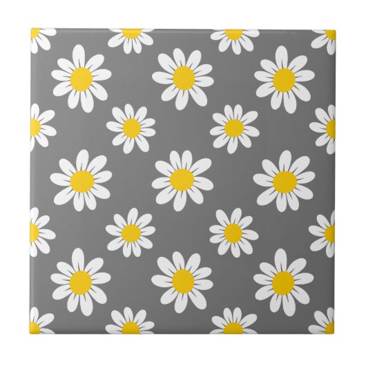 White Yellow Daisies Tegeltje (Voorkant)