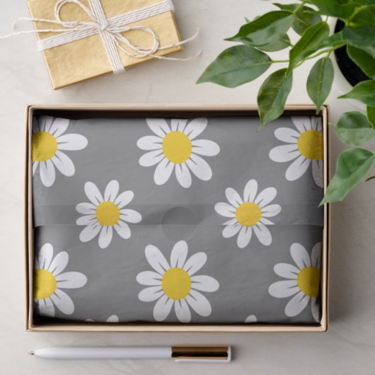White Yellow Daisies Tissuepapier (Geschenk)