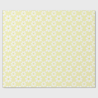 White Yellow Daisy Pattern  Cadeaupapier