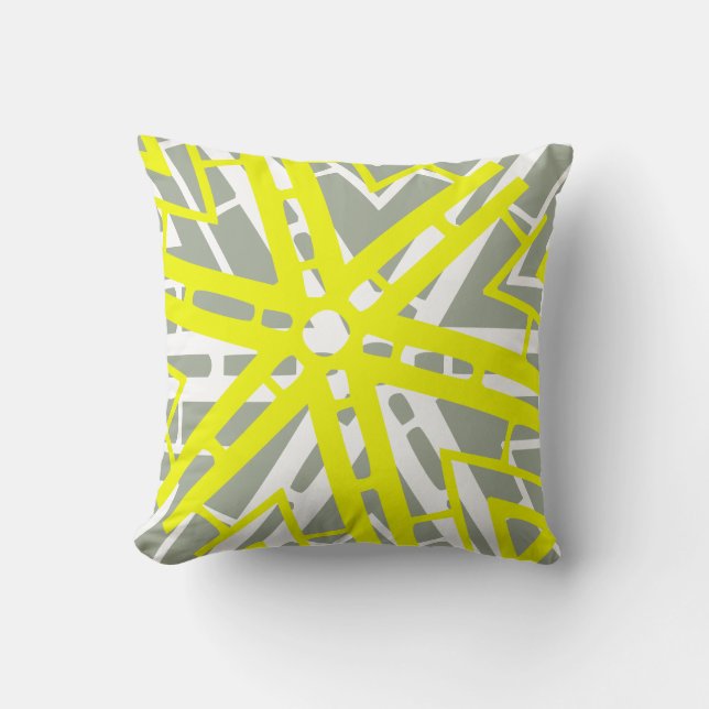 White Yellow en Warm Grey abstract patroonkussen Kussen (Voorkant)
